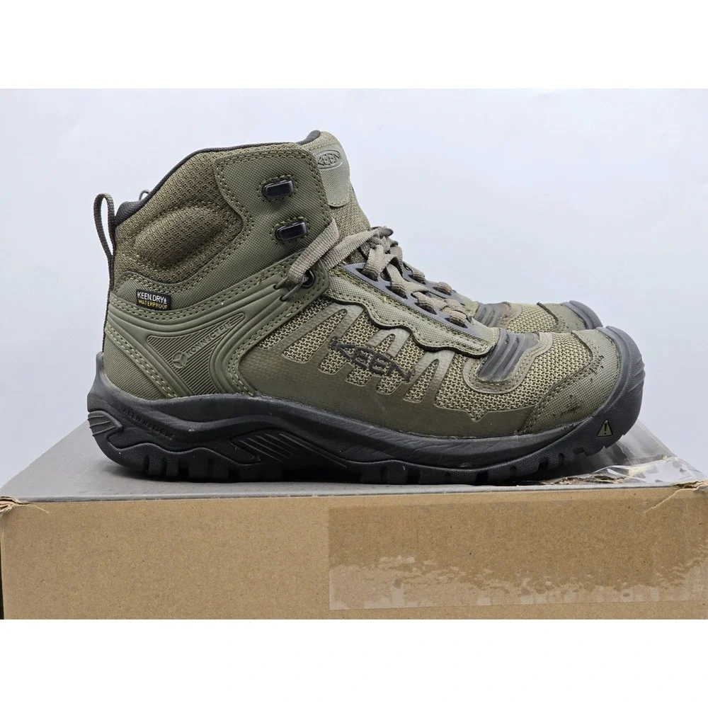 KEEN Utility Reno Mid Height Soft Toe‎ Athletic Work Boot Sz 8D Olive/black